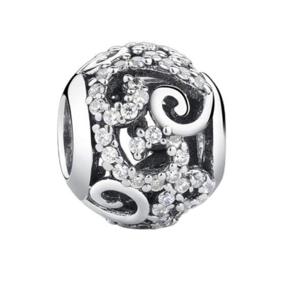 925 Sterling Silver Swirl Charm - Picture 1 of 7